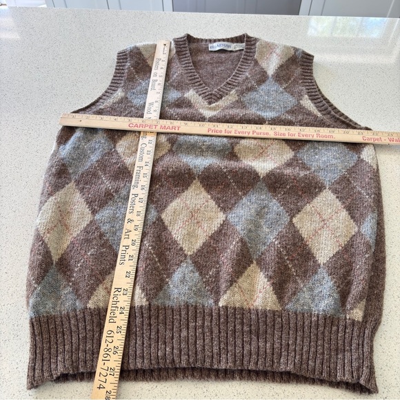 VTG Breamar Mens XL 100% Scottish Wool Sweater Vest Argyle  Made in Hong Kong - Picture 6 of 9